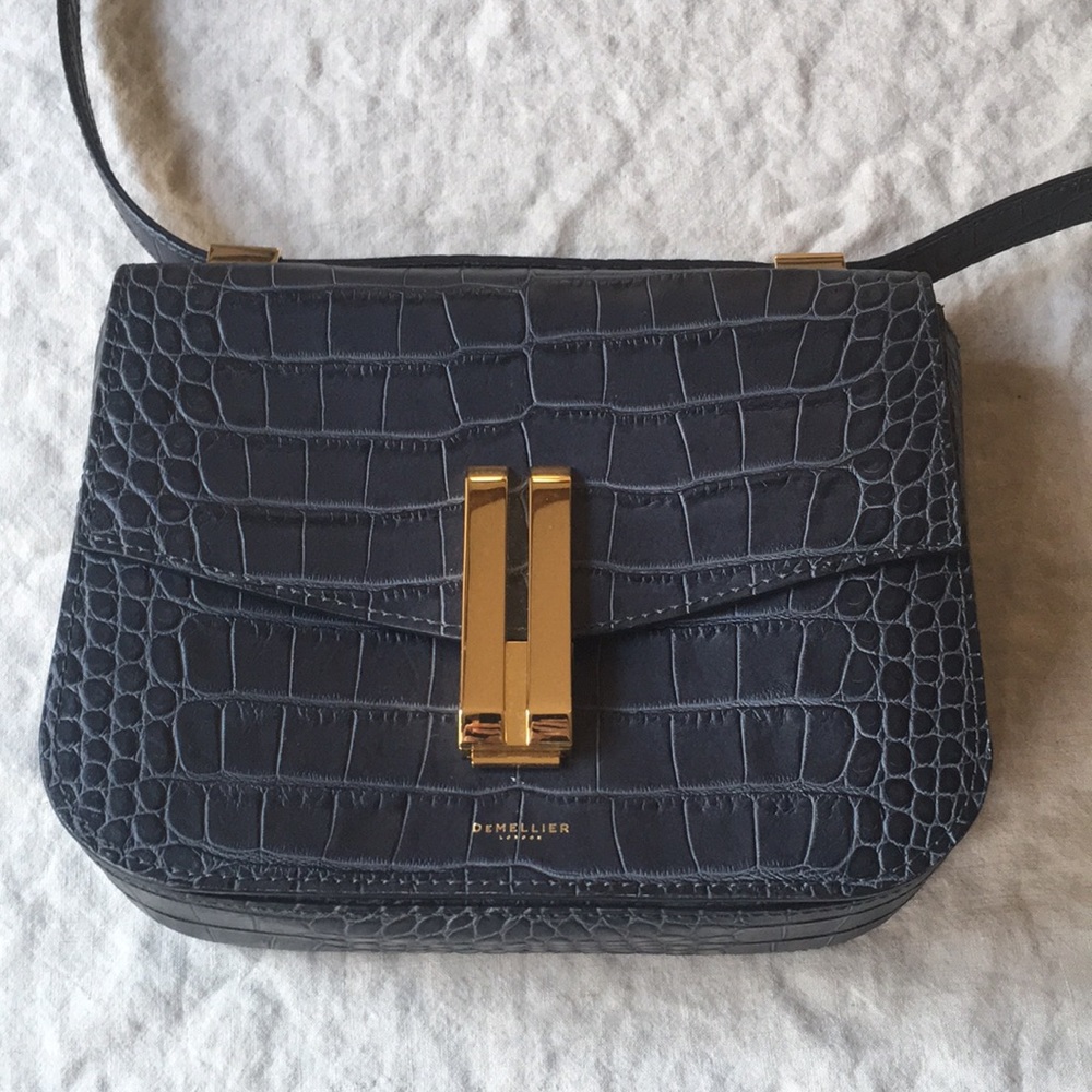 DeMellier Vancouver Leather Croco Bag Navy
